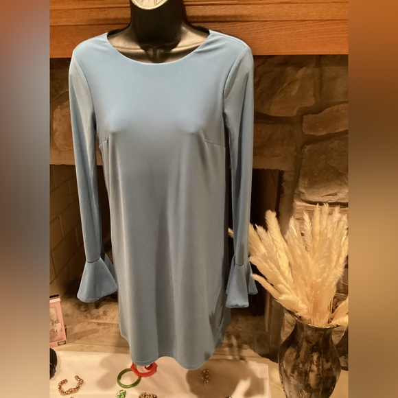 CYNTHIA STEFFE CECE BLUE GRAY LONG SLEEVE FLARED SHIFT DRESS SZ.XS - Picture 15 of 16